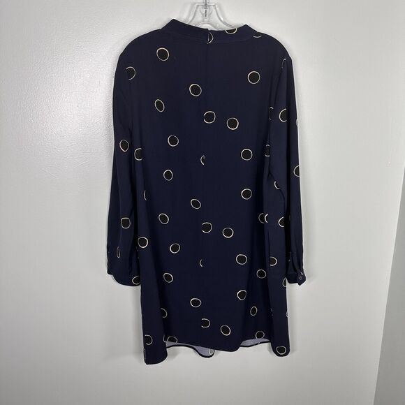 Boden Womens 12 Reg Navy Long Sleeve Polka Dot Printed Pockets High Neck Dress - Picture 5 of 5